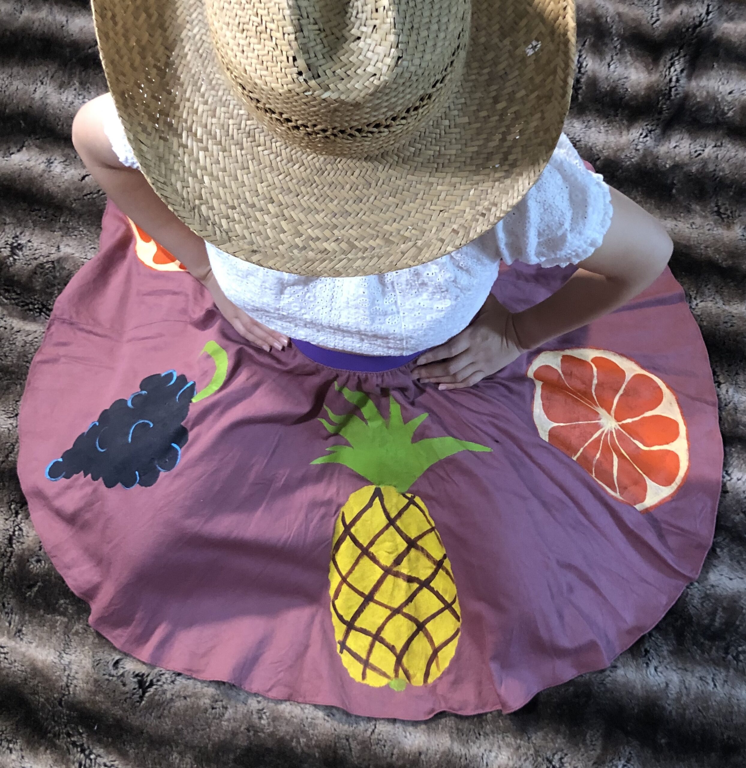 Full Circle Deep Purple and Fruit Skirt