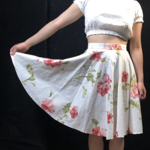 Full Circle White and Red Flower Skirt